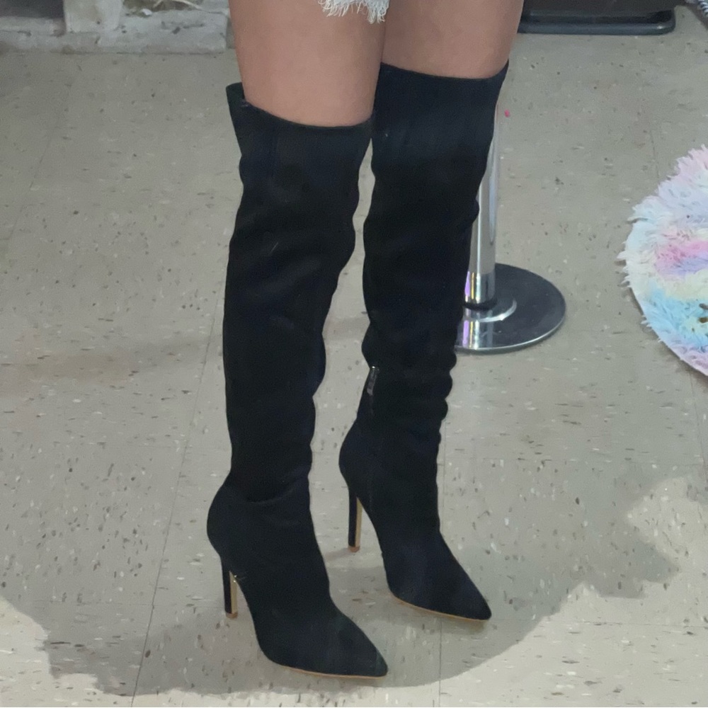NEW THIGH HIGH SUEDE STILETTO BOOTS